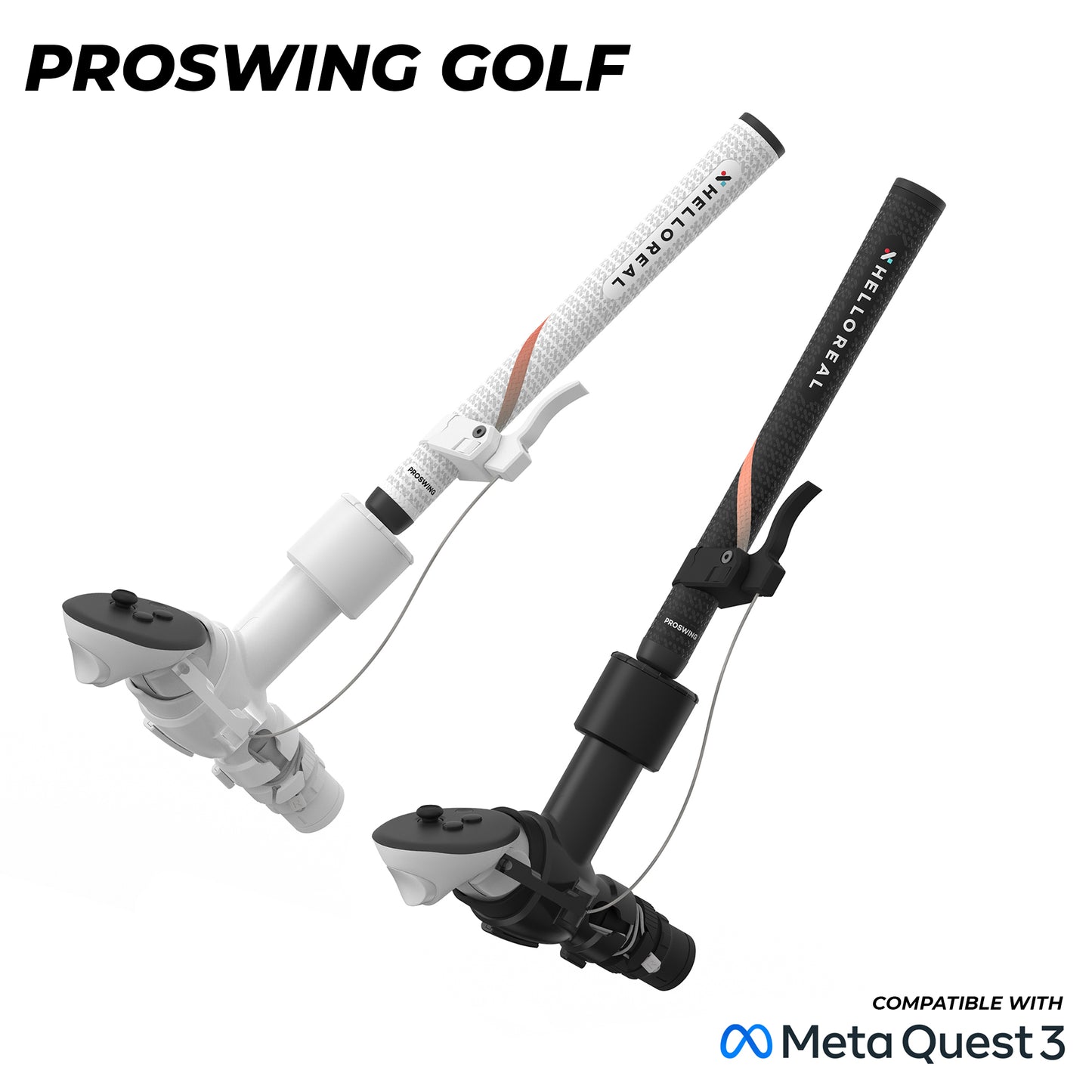 HelloReal ProSwing Golf 2.0 VR Golf handle / Quest 2, Quest 3/3s, Quest Pro and PSVR2