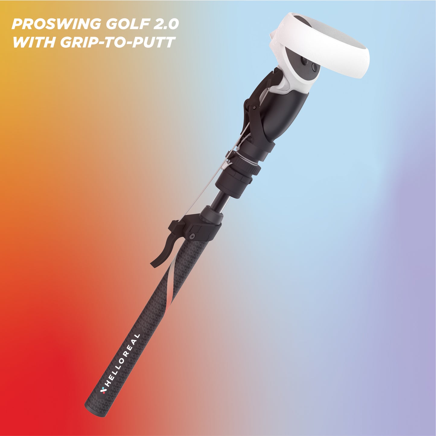 HelloReal ProSwing Golf 2.0 VR Golf handle / Quest 2, Quest 3/3s, Quest Pro and PSVR2