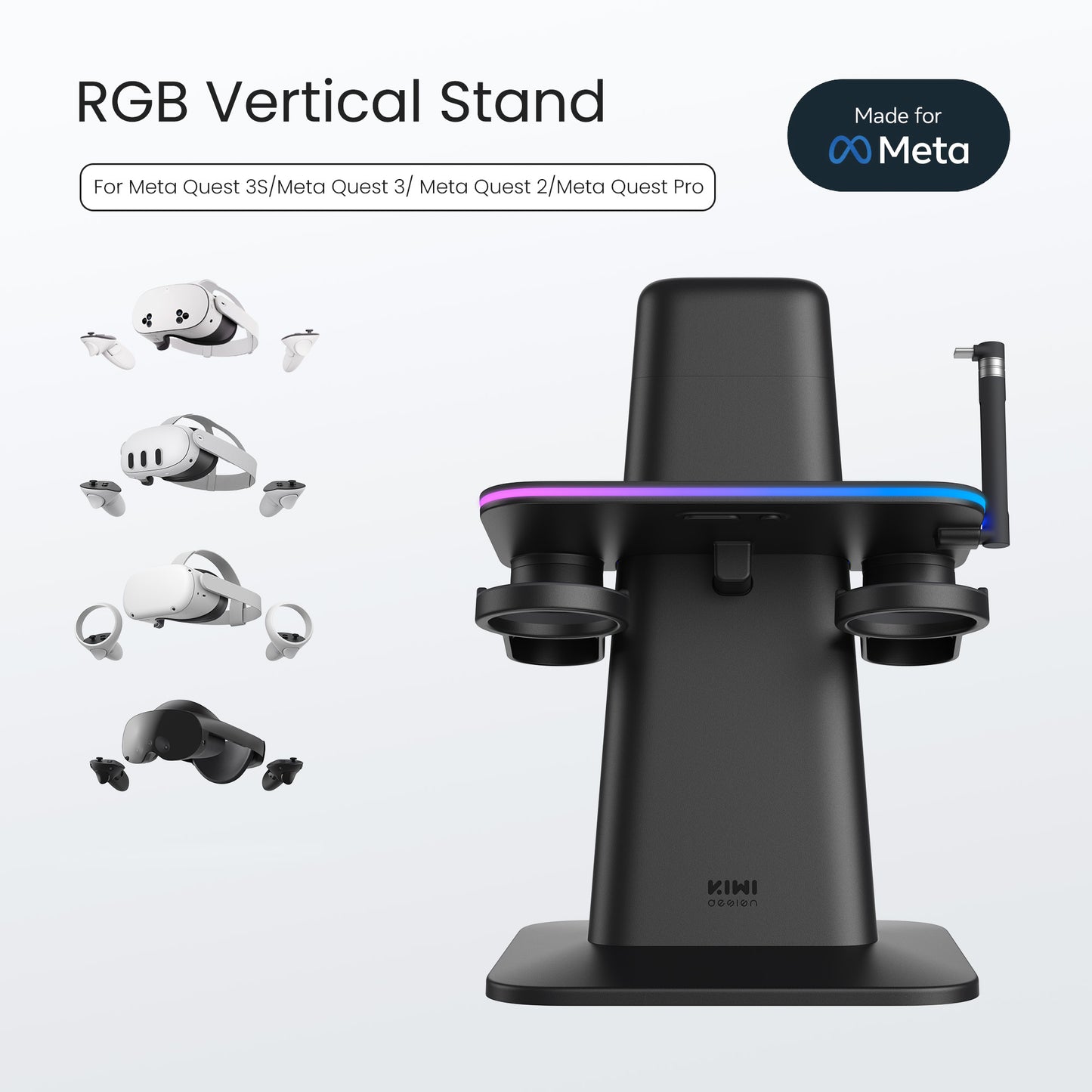 Kiwi Design RGB Charging Stand for Quest 2/3/3s/Pro