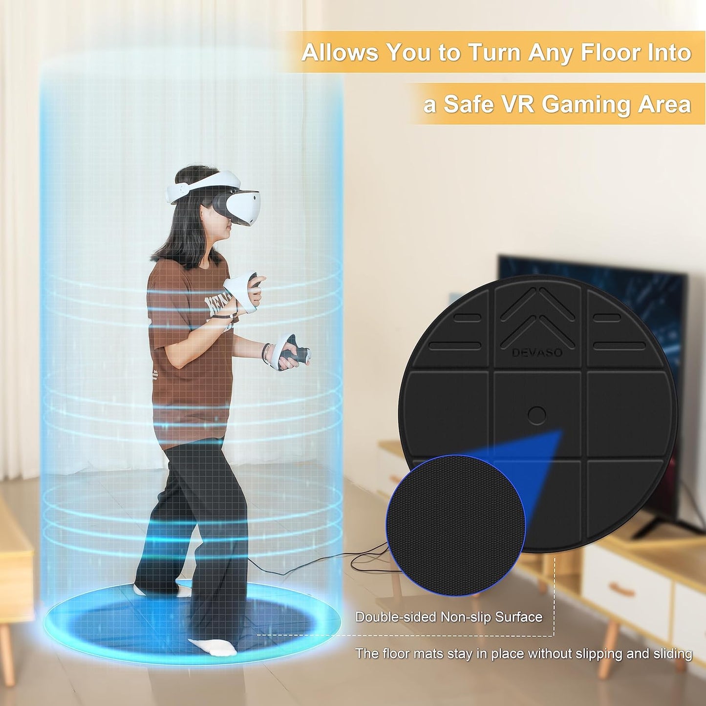 Devaso anti-fatigue and anti-slip VR Mat